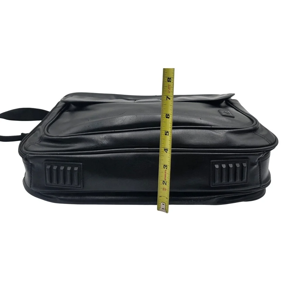 Black Faux Leather Laptop Briefcase Messenger Bag Professional Bag 15x12x6in